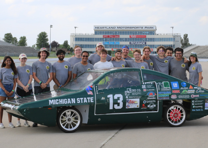 Photo of MSU solar car racing team.